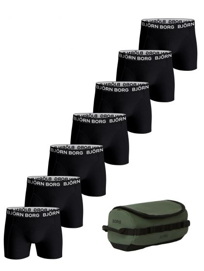 Bjornborg Cotton stretch boxer + Wash Bag 7Pack groen Xl -