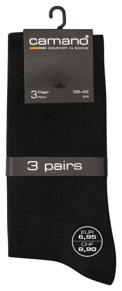 Camano Unisex comfort cotton Socks 3p zwart 35-38