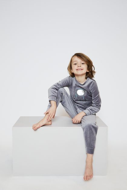 Charliechoe Boys velours set grijs 158/164 -
