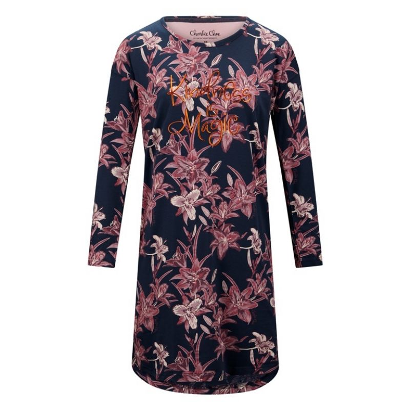 Charliechoe Dames Nachthemd Bigshirt Blauw Lelie blauw Xl -