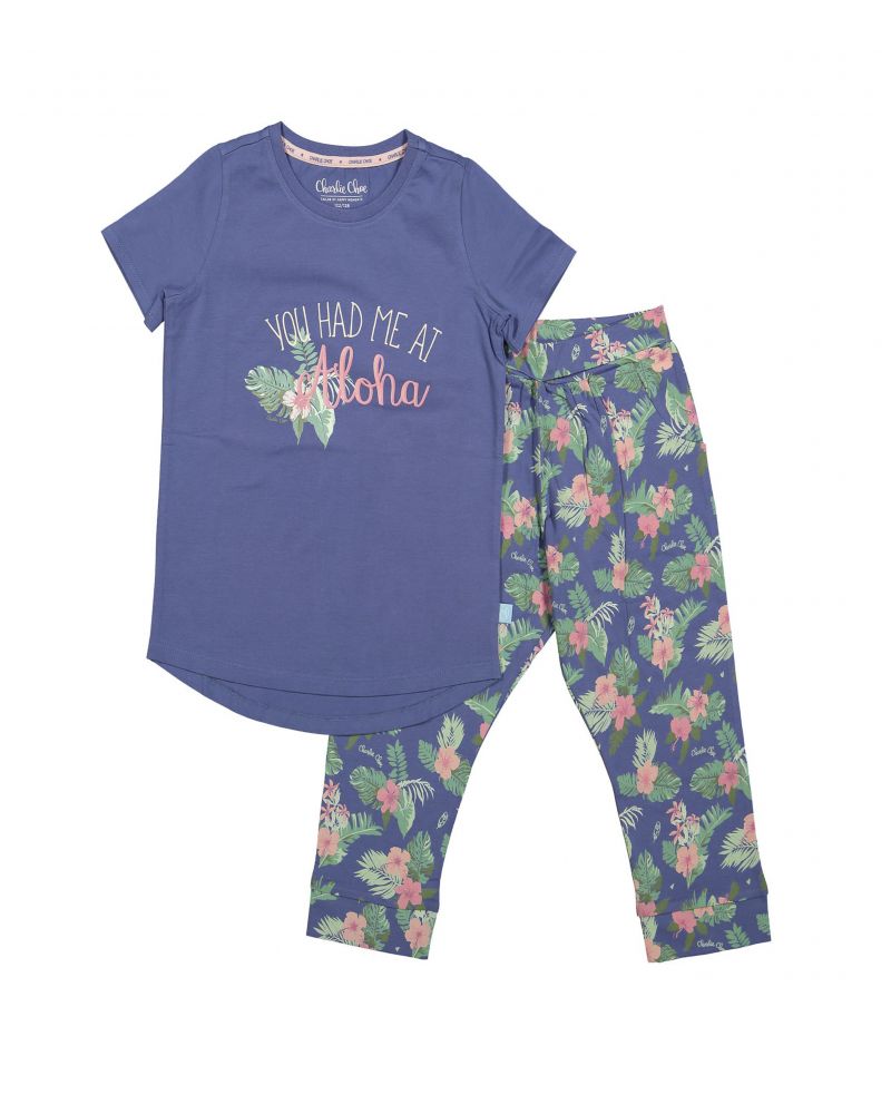 Charliechoe Girls 3/4 harem set blauw 122/128 -