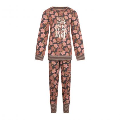 Charliechoe Pyjama Lounge Set Donkergrijs Bloemen grijs 158/164 -