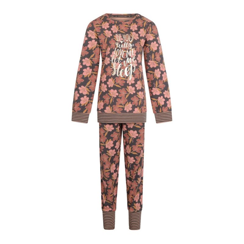 Charliechoe Pyjama Lounge Set Donkergrijs Bloemen grijs 158/164 -