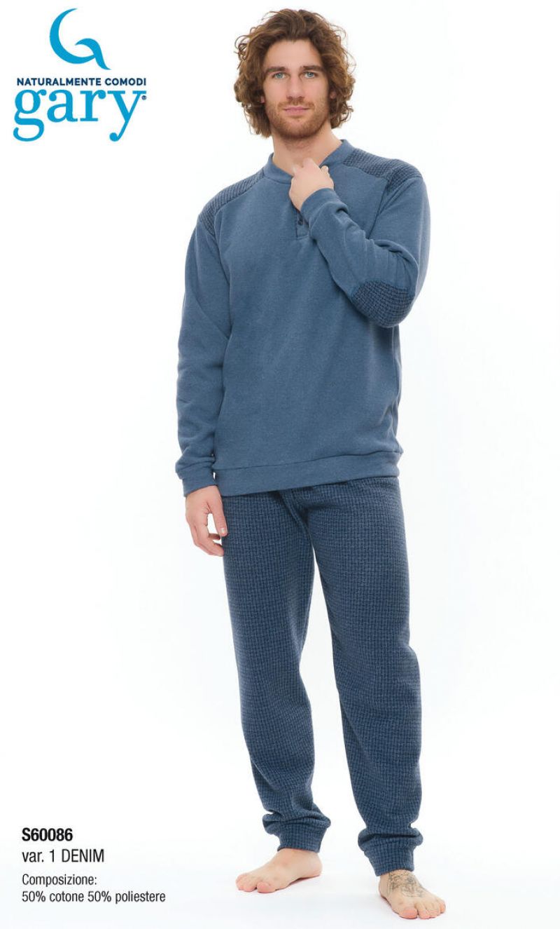 Gary Pyjama Fleece blauw 50 -