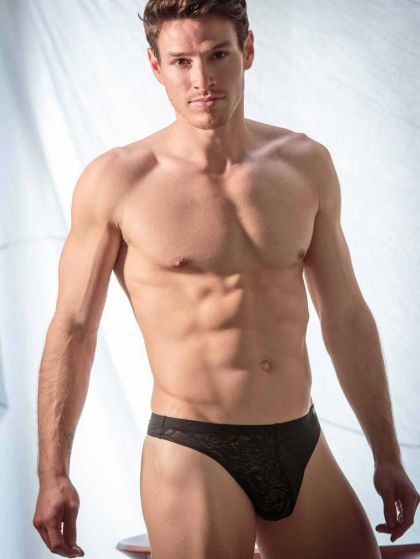 Hom G-String Free Cut Lace Kant zwart Xl -