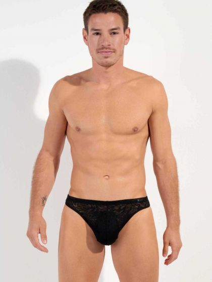 Hom G-String Free Cut Lace Kant zwart Xl -