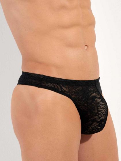 Hom G-String Free Cut Lace Kant zwart Xl -