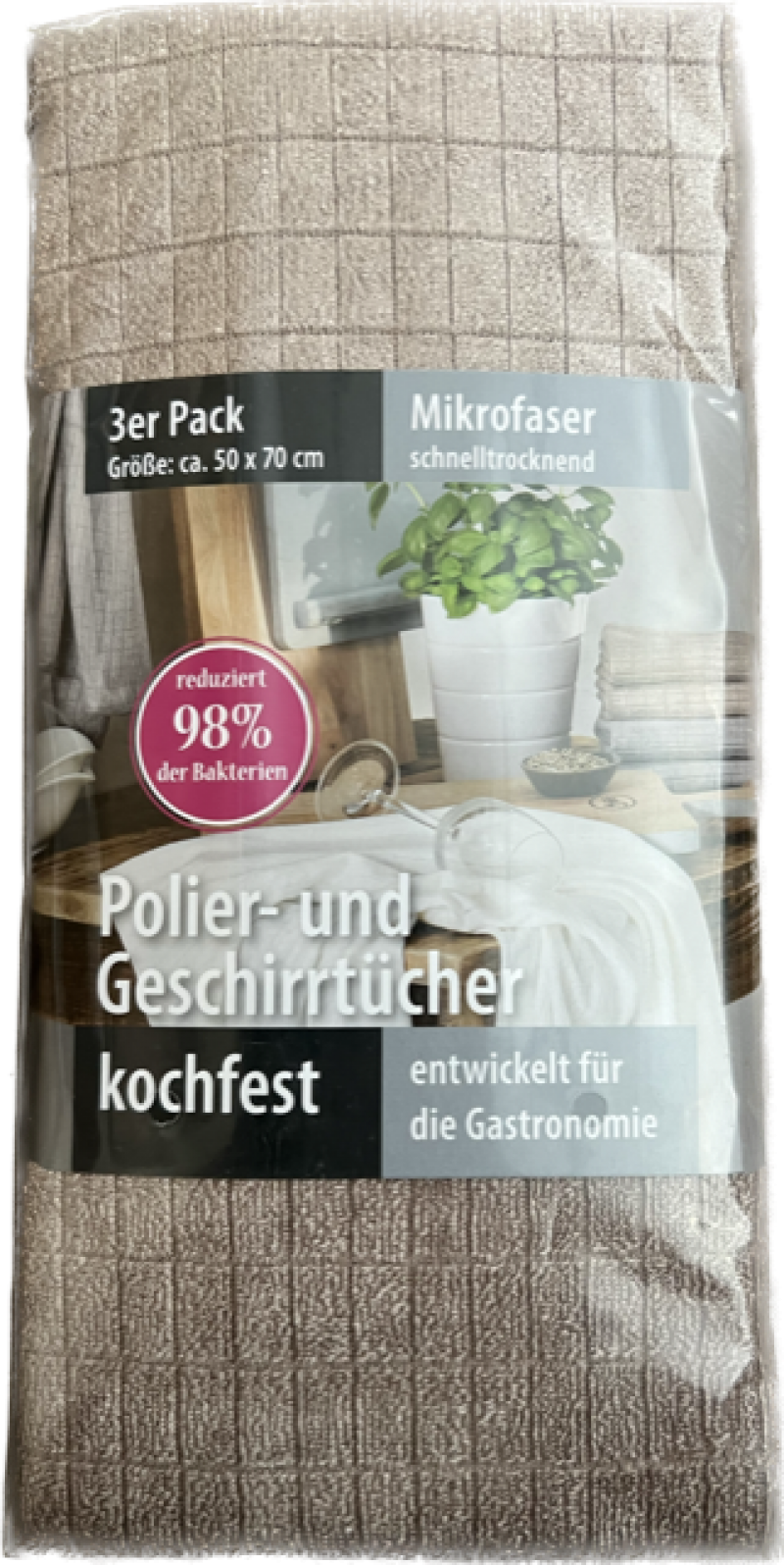 Lasa Home Poetsdoek Microfibre 50x70 3 stuks taupe U -