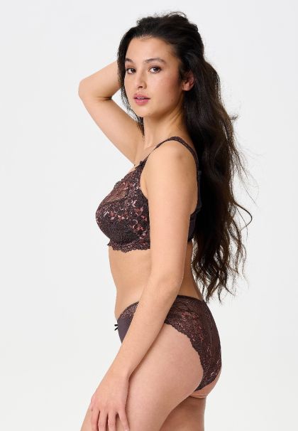 Linga Dore Slip Daily Lace French roast multi bruin L -