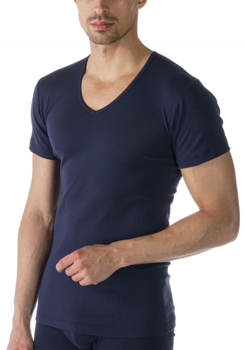 Mey Shirt V-Neck Casual Cotton blauw 8 -