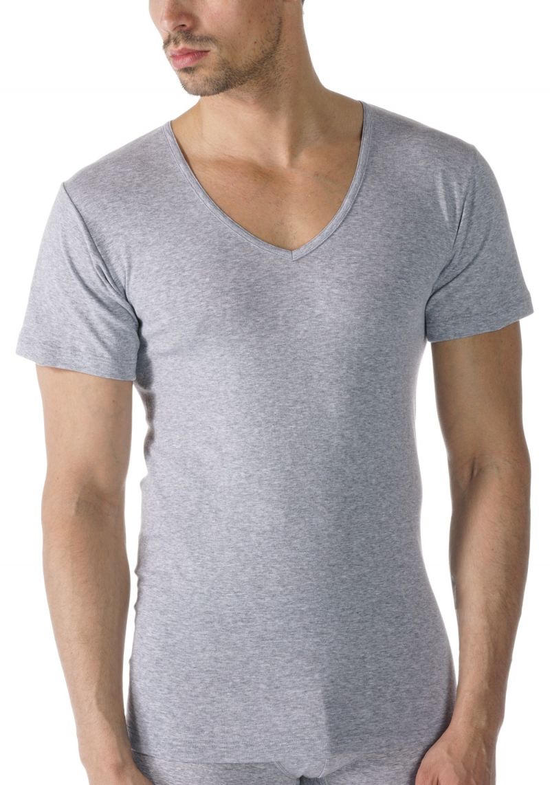 Mey Shirt V-Neck Casual Cotton grijs 4 -