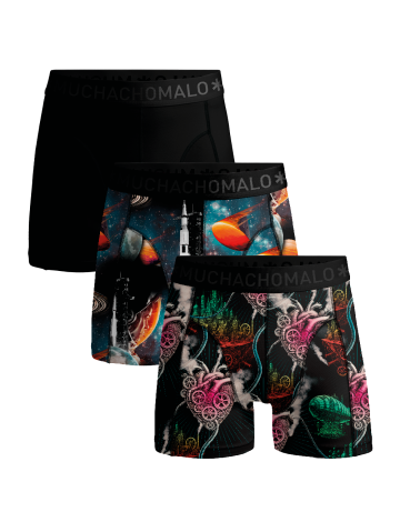 Muchachomalo Men 2-Pack Boxer Shorts print/solid zwart L -