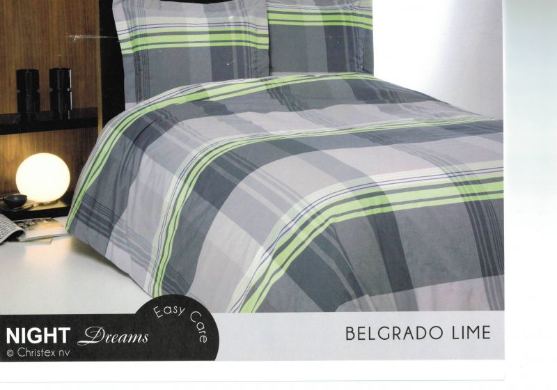 Night Dreams Dekbedovertrek Belgrado Lime 100% Katoen grijs 240/220 -