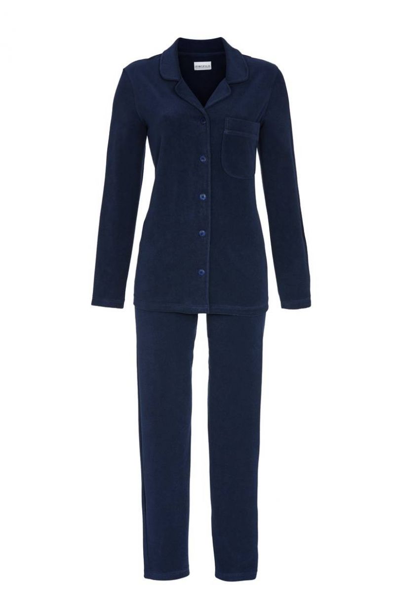 Ringella Zachte badstof pyjama met kraag blauw 42 -
