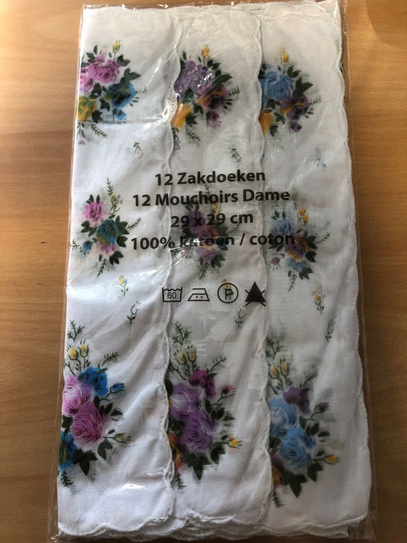 Tiseco Emilio Dameszakdoek 29x29cm 12 stuks wit One Size -