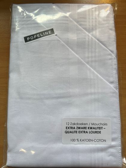 Tiseco Emilio Herenzakdoek 40x40 cm 12 stuks wit Onesize -