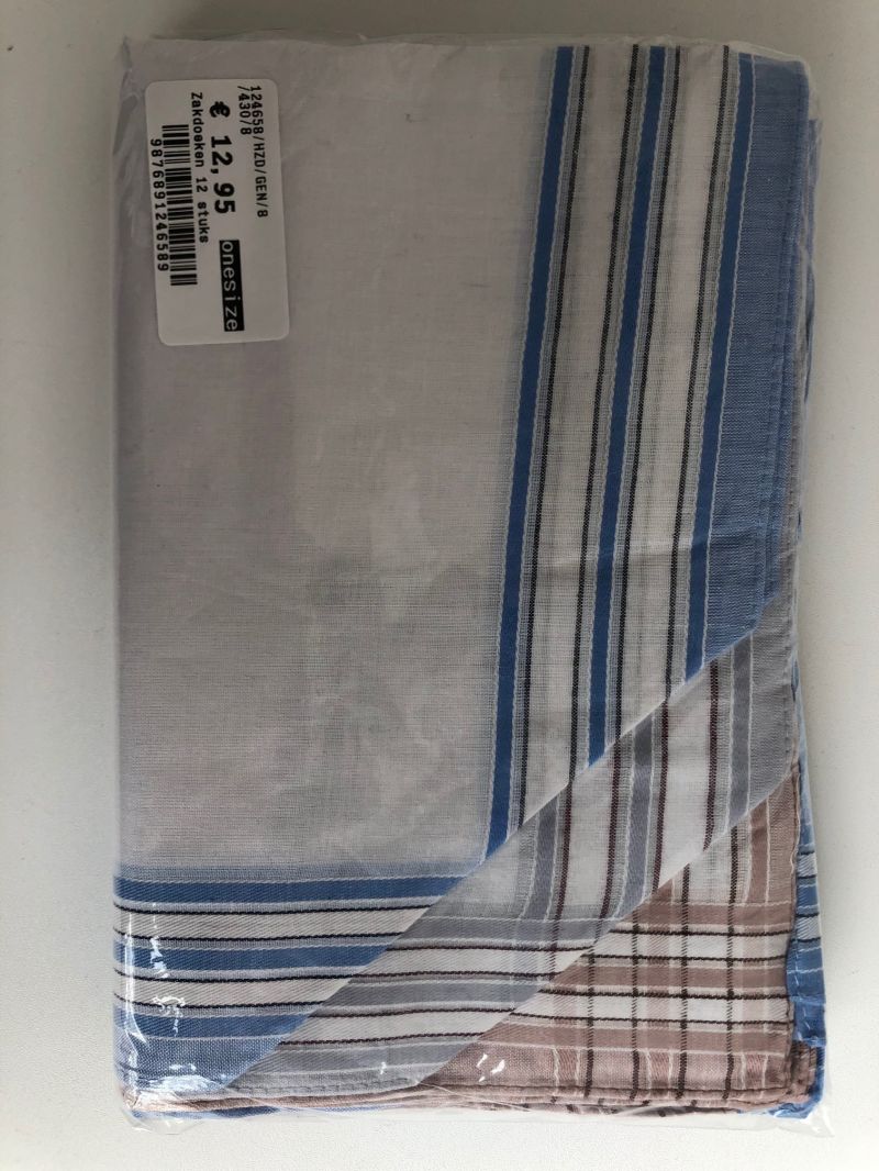 Tiseco Emilio Herenzakdoek 40x40 cm 12 stuks wit Onesize -