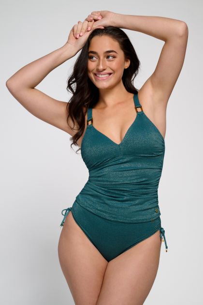 Wow Tankini top V-neck padded ink blue groen 40 -